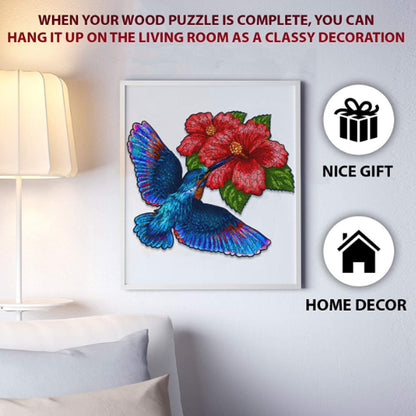 Hummingbird Flowers Wooden Puzzle