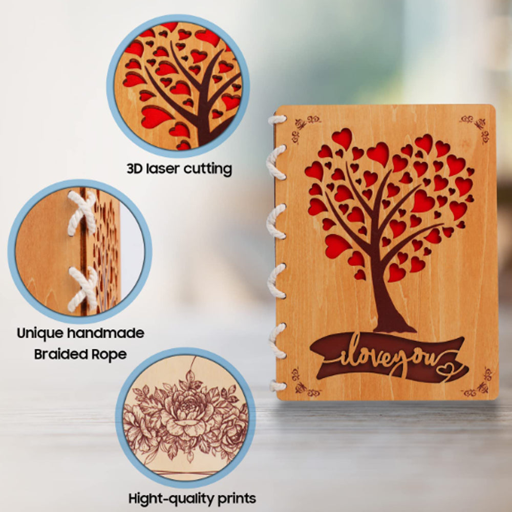 Express your love with our eco-friendly heart tree wooden card
