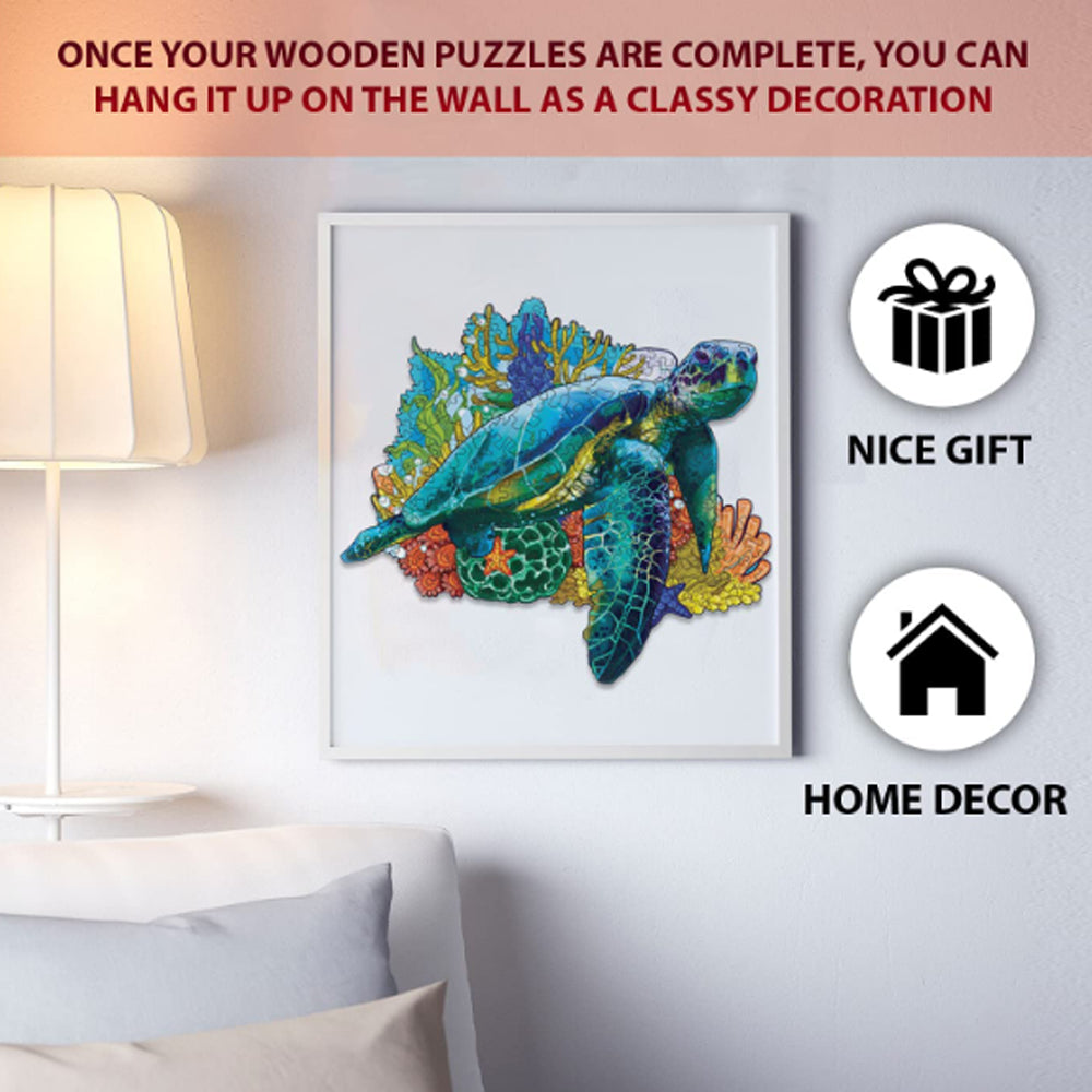 Turtle wooden jigsaw puzzles - ocean adventure for kids and adults