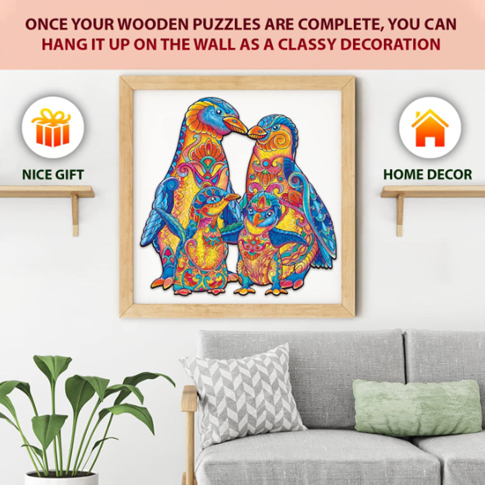 Assemble your own adorable penguin world with the Deplee wooden jigsaw puzzle