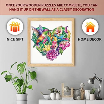 Hummingbird and Floral Wooden Puzzle