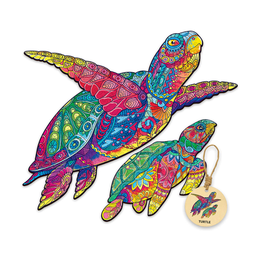 Turtle multicolor puzzles - fun and educational wooden puzzle for kids and adults